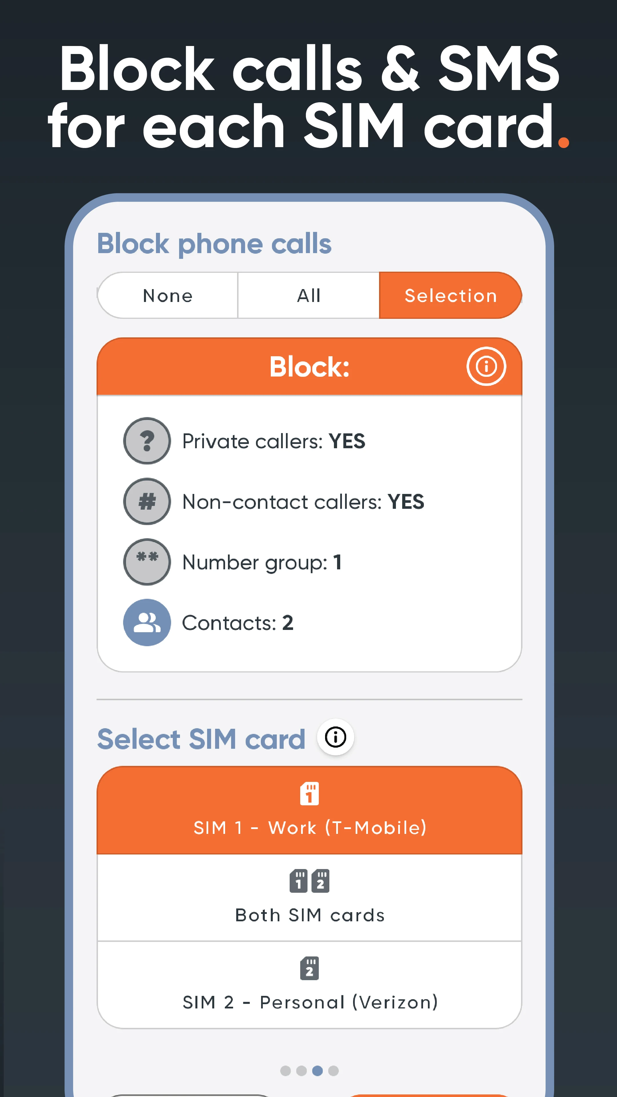 Dual SIM Call blocker - Hush screenshot