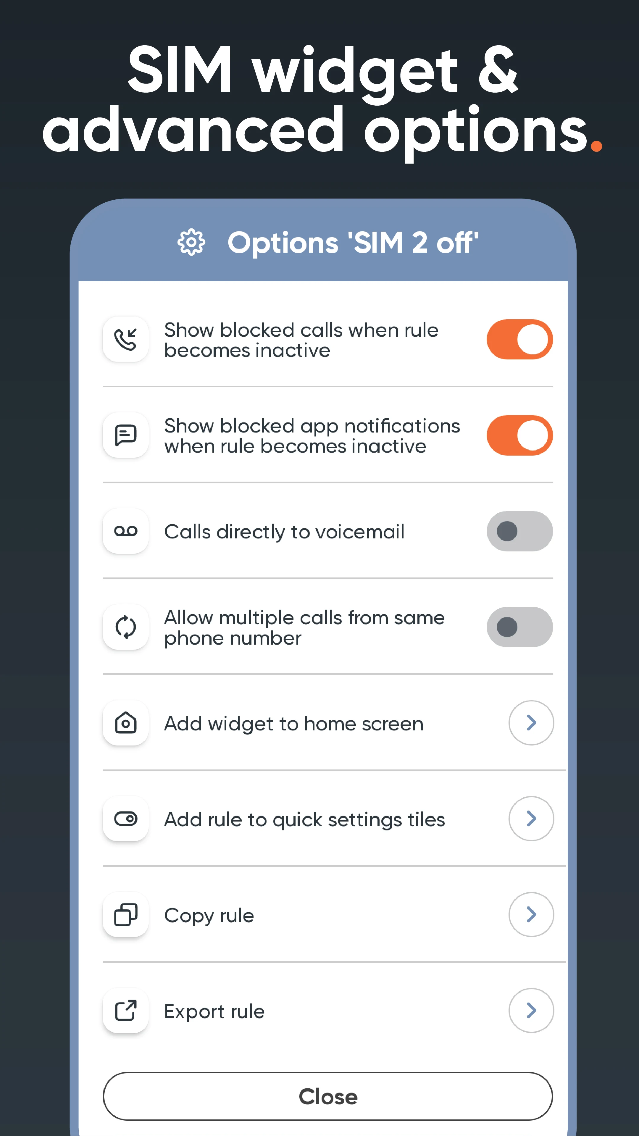 Dual SIM Call blocker - Hush screenshot